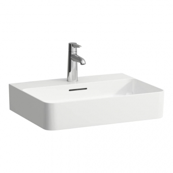Praustuvas Laufen VAL 550x420x115 mm, be perlajos, su 1 anga maišytuvui viduryje 